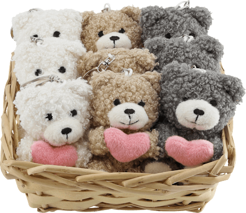 Schlüsselanhänger Bär mit rosa Herz, grau/braun/weiß Dekorieren & Einrichten