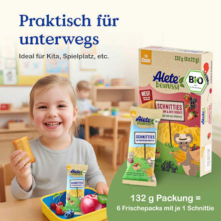Kindersnack Schnitties Vollkorn Apfel (6x22 g), ab 3 Jahren Alete bewusst