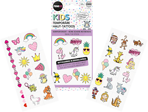 Kinder Haut-Tatoos temporär lila Set 30 tlg. MINICO
