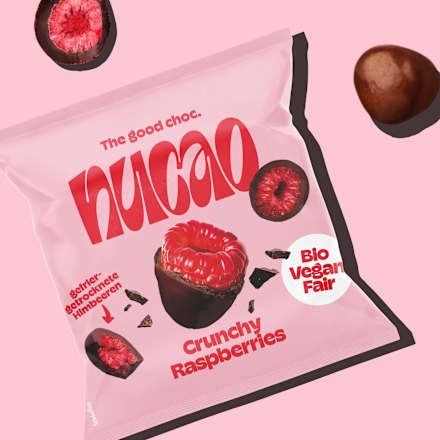 Trockenfrüchte, Crunchy Raspberries, Himbeeren mit Schokolade                 nucao