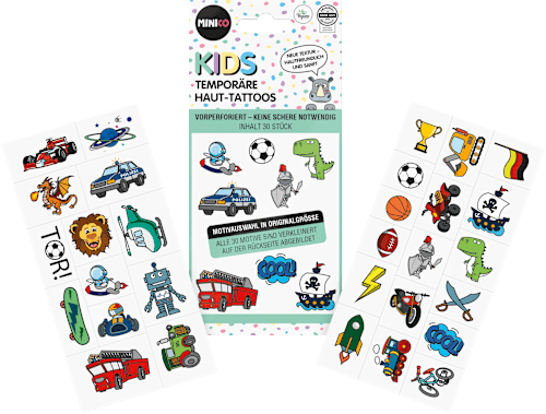 Kinder Haut-Tattoos temporär grün Set 30tlg. MINICO