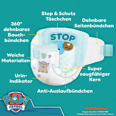 Windeln Baby Dry Gr.6 (13-18 kg) Limited Edition Paw Patrol, Monatsbox Pampers baby-dry