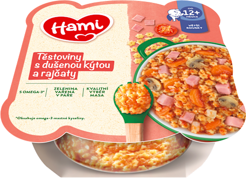 příkrm Těstoviny s dušenou kýtou a rajčaty Hami