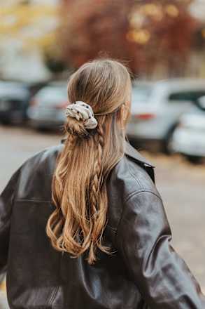 Scrunchies Polka Dots, Beige-Schwarz Langhaarmädchen