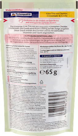 Poslastica za mačke -  mix sireva: cheddar, gouda & emmentaler Dein Bestes