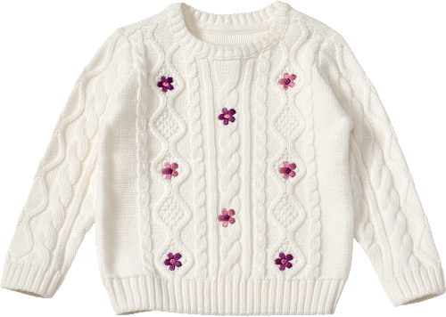 Pullover aus Strick mit Blumen-Stickerei, weiß & lila, Gr. 128 ALANA