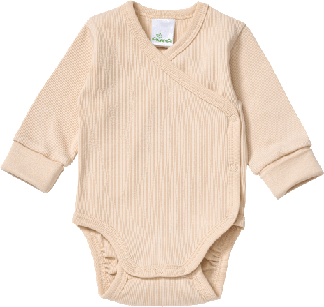 Wickelbody Langarm mit Mitwachsfunktion, beige, Gr. 62/68 ALANA