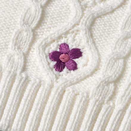 Pullover aus Strick mit Blumen-Stickerei, weiß & lila, Gr. 104 ALANA