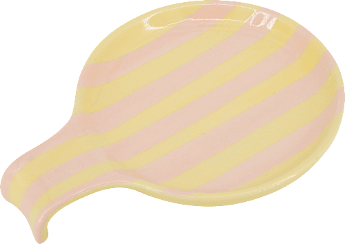 Löffelablage aus Steingut, gestreift gelb/rosa  Soapland