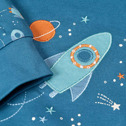 Schlafanzug mit Weltraum-Muster, blau & orange, Gr. 98 ALANA