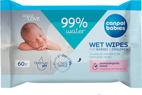 Chusteczki nawilżane dla niemowląt i dzieci 99% Water Canpol babies