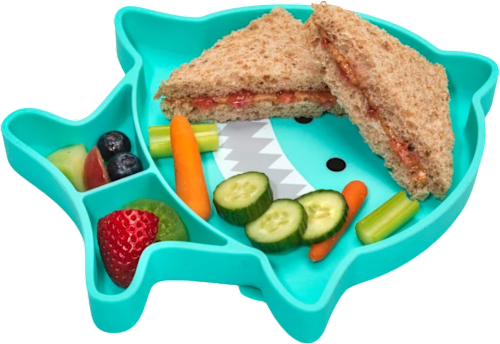 Farfurie din silicon cu ventuză, model rechin melii