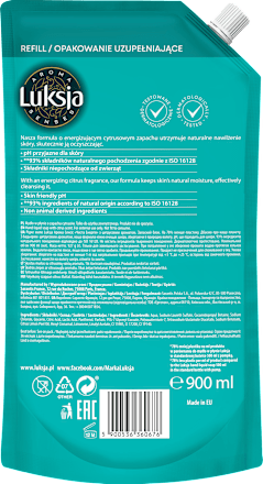 Mydło w płynie Aroma Senses Purely Energizing, zapas Luksja