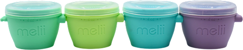 Set 4 recipiente de silicon pentru hrana copiilor melii