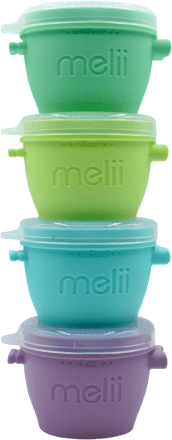 Set 4 recipiente de silicon pentru hrana copiilor melii