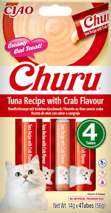 Kremowy przysmak dla kota o smaku tuńczyka z krabem Churu, 4 sztuki CIAO