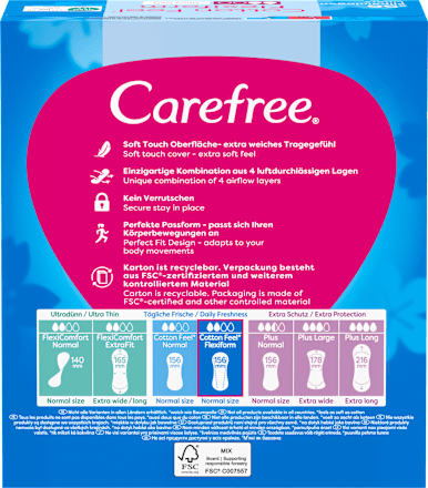 Slipeinlagen Cotton Feel Flexiform ohne Duft Carefree