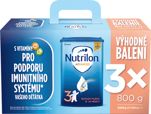pokračovací mléčná kojenecká výživa 3 Advanced 12m, 3 x 800g Nutrilon