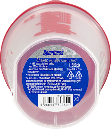 Shaker boca -  Cherry Red, 600 ml Sportness