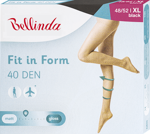 punčochové kalhoty FIT in FORM, velikost 52, černé Bellinda