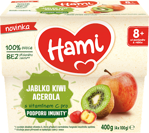 přesnídávka 100% ovoce jablko, kiwi, acerola Hami