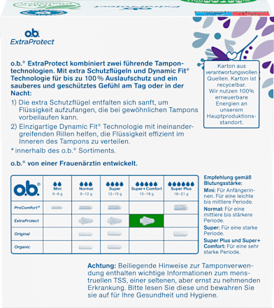 Tampons Extra Protect Tag+Nacht Super Plus o.b.