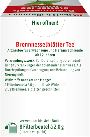 Arzneitee, Brennesselblätter Tee (8 Beutel) Bad Heilbrunner