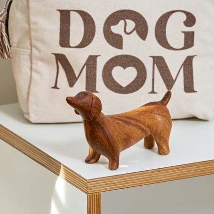 Dackel aus Keramik in Holzoptik, braun (16x10x5 cm) BOLTZE