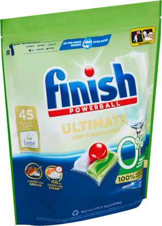 Kapsuly do umývačky riadu Ultimate Deep Clean & Shine 0% Finish