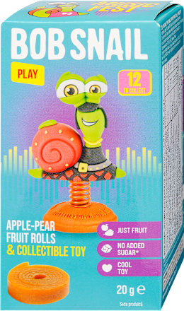 Gyümölcstekercs almával és körtével, játékkal, Eat & Play Bob Snail