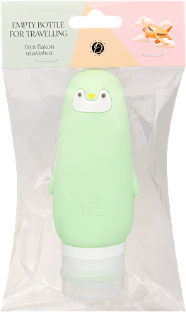 Tároló flakon utazáshoz, Zöld pingvin, 90 ml DEL