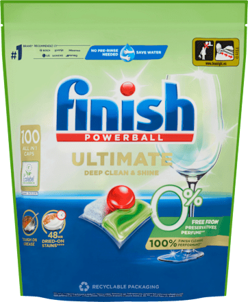 Tablety do umývačky riadu Powerball Ultimate 0% Deep Clean & Shine Finish