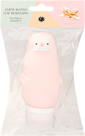Tároló flakon utazáshoz, Pink pingvin 90 ml DEL
