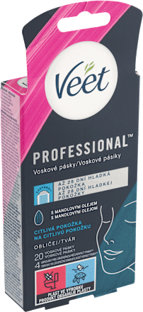 Voskové pásiky na citlivú pokožku tváre Professional Veet