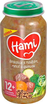 Príkrm brokolica s hovädzím, mrkva a quinoa Hami