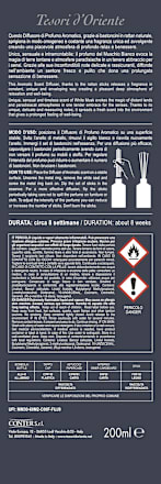 Dyfuzor z patyczkami Muschio Bianco Tesori d'Oriente