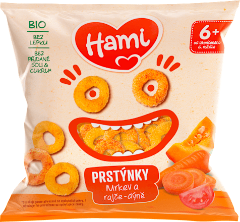 Prstienky s príchuťou mrky, paradajok a tekvice Hami