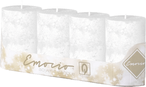 adventní svíčka válec 50x100 mm rustikální metalické, Perleť bílá Emocio