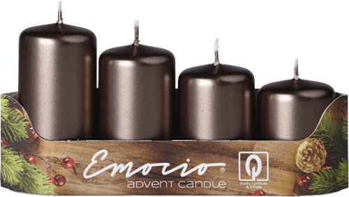 adventní svíčka válec stupně 40mm hnědá metalická Emocio
