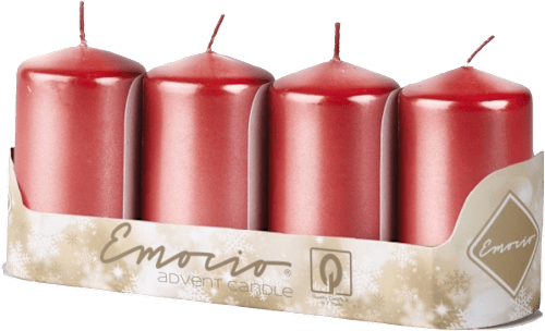 adventní svíčka válec 40x80mm červená metalická Emocio
