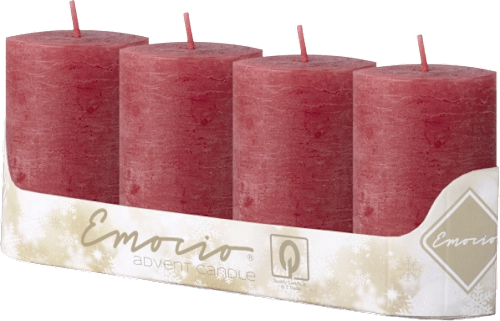adventní svíčka válec 50x100 mm rustikální červená Emocio