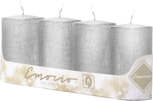 adventní svíčka válec 50x100 mm rustikální metalická stříbrná Emocio