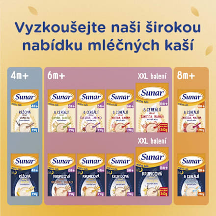 mléčná krupicová kaše na dobrou noc Vanilka Sunar