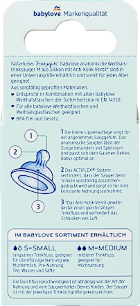Anatomski silikonski cucelj proti kolikam, velikost M, 0m+ babylove
