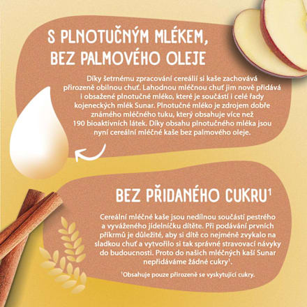 mléčná krupicová kaše na dobrou noc Skořice a Jablko Sunar