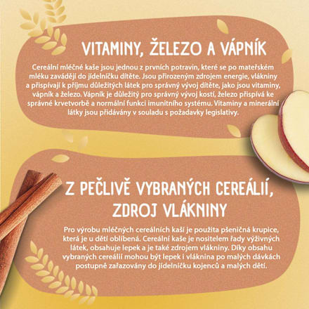 mléčná krupicová kaše na dobrou noc Skořice a Jablko Sunar