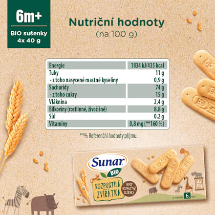 BIO sušenky Rozpustilá zvířátka 4 x 40 g Sunar