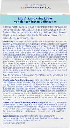 Kombilösung Einmaldosis für weiche Kontaktlinsen, mit Kontaktlinsenbehälter (15x10 ml) VISIOMAX