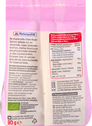 Brezeln, Schoko-Brezel-Splitter mit Himbeerstückchen dmBio