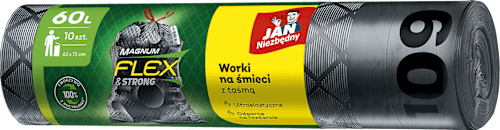 Worki na śmieci z taśmą Magnum Flex & Strong, 60L JAN Niezbędny